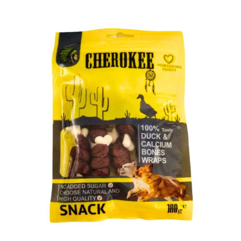تشویقی سگ رول‌های استخوان اردک و کلسیم چروکي Cherokee DUCK & CALCIUM BONES WRAPS