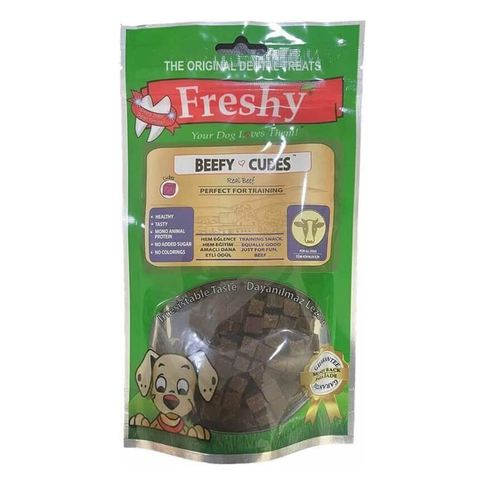 تشویقی مکعبی دنتال سگ با طعم گوشت فرشی Freshy Dental Beefy Cubes