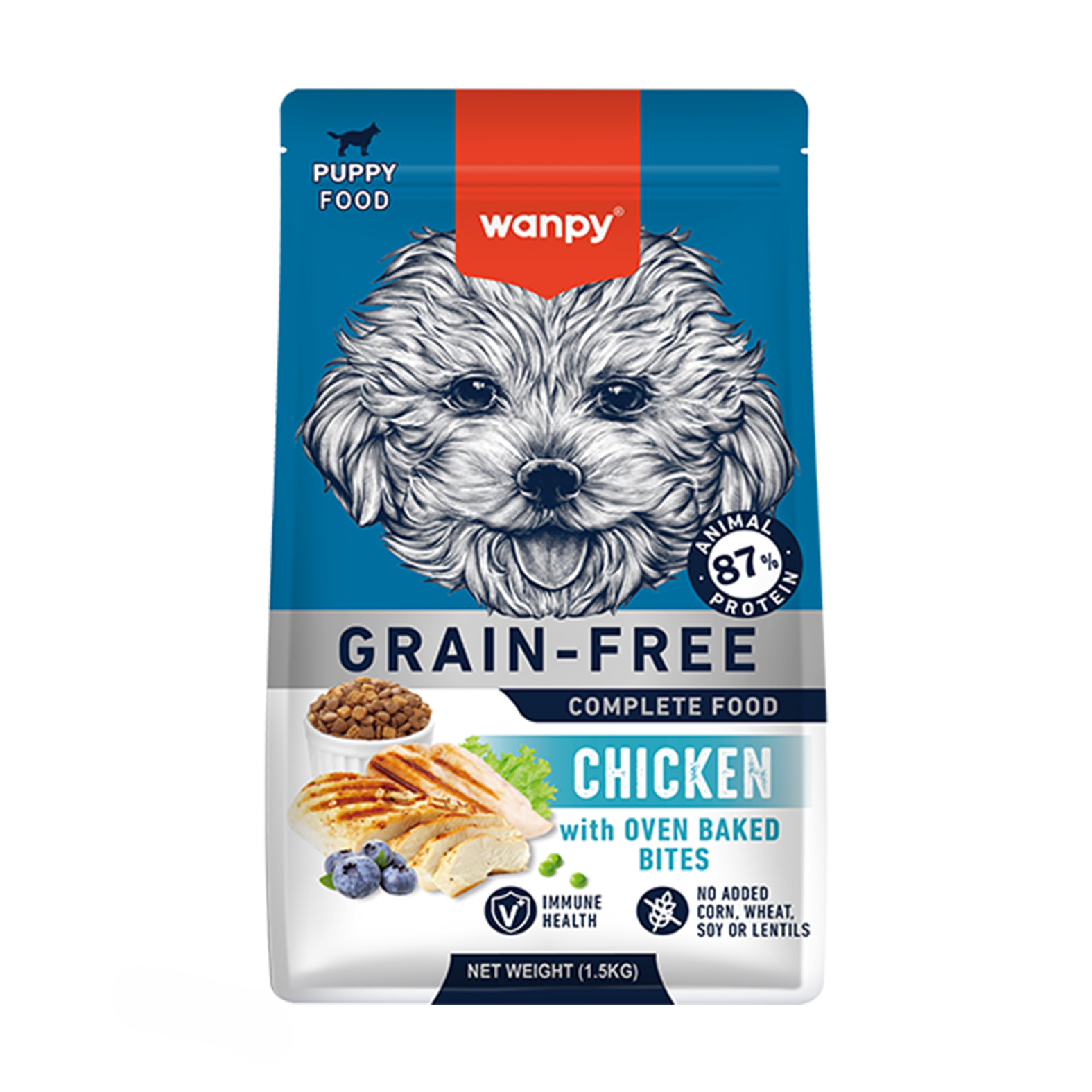 غذای خشک توله سگ ونپی با طعم مرغ Wanpy Grain Free Puppy