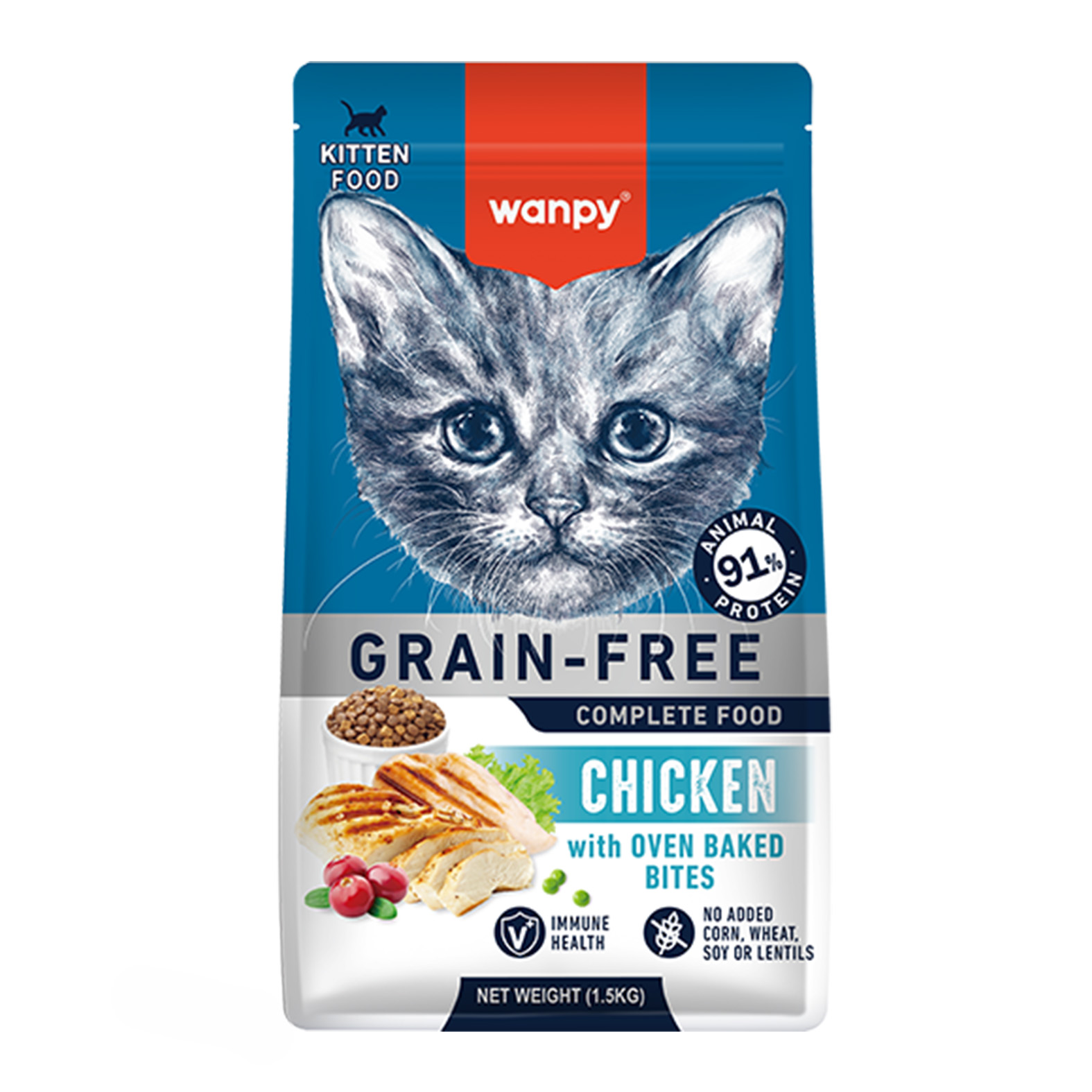 غذای خشک بچه گربه ونپی با طعم مرغ Wanpy Complete Kitten Food