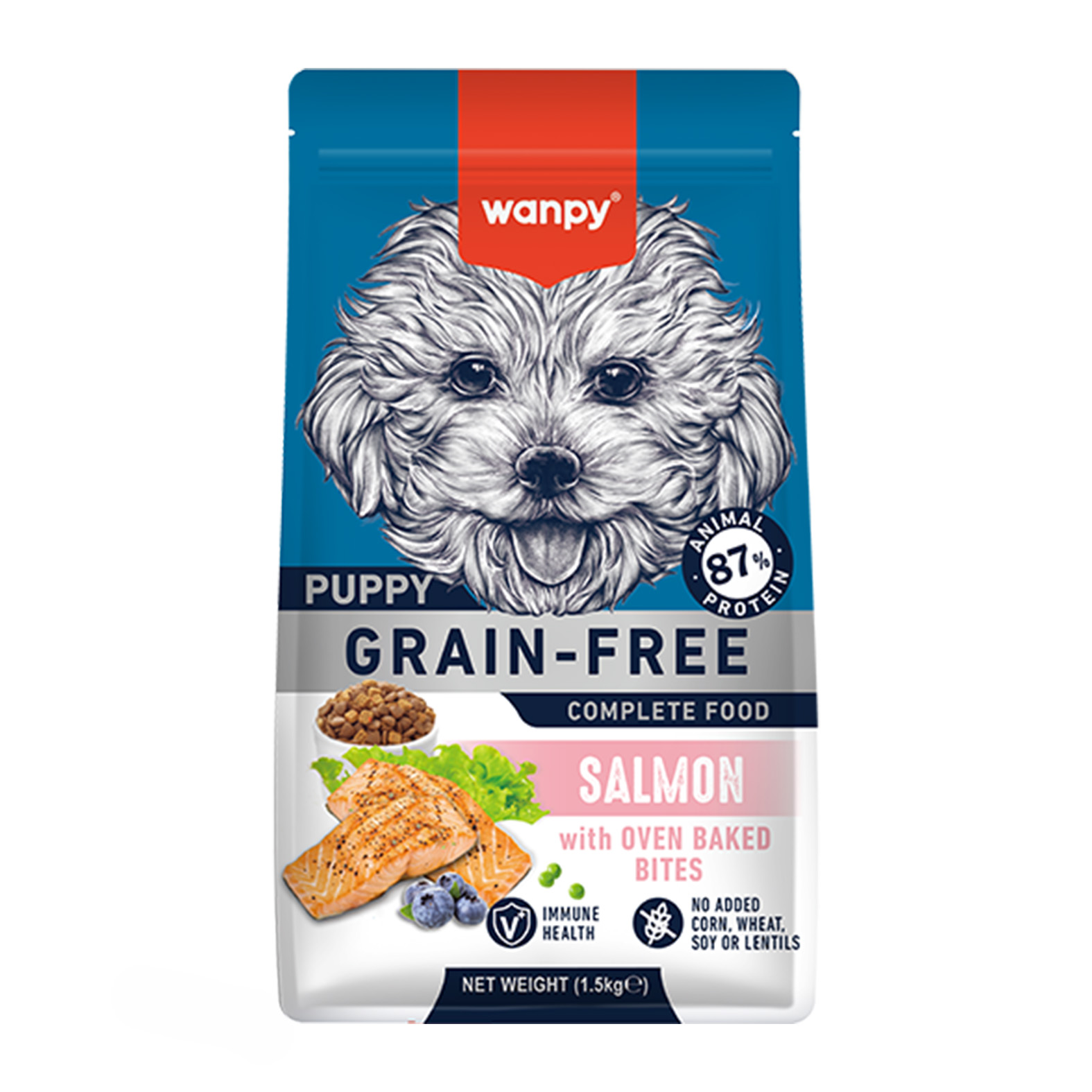 غذای خشک توله سگ ونپی با طعم سالمون Wanpy Grain Free Puppy